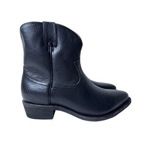 Frye Billy Short Western Ankle‎ Boots Women 8.5 B Black Pebbled Leather Pull On